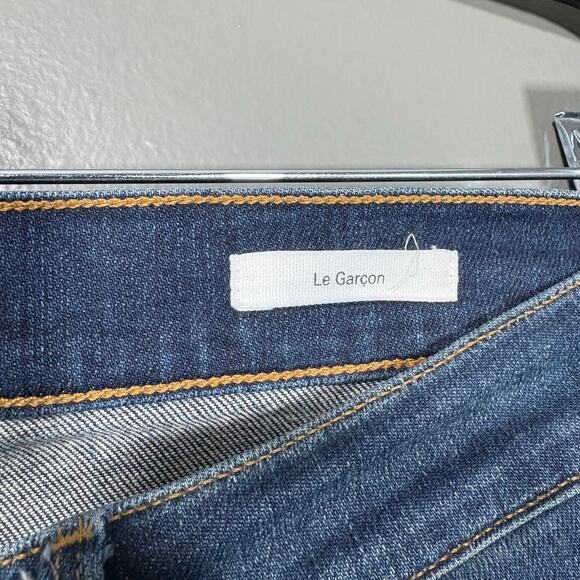 Frame Denim Le Garcon Dark Wash Distressed Boyfriend Jeans - Size 25 - Mid Rise - Picture 6 of 10